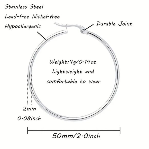 LARGE SILVER HOOPS - Picture 2 of 2